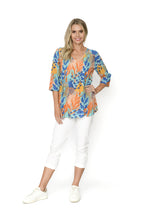 Load image into Gallery viewer, Tina V neck Pleated Top 3/4 Sleeve Pop 3