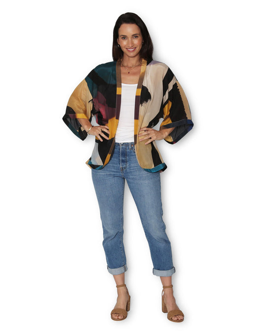 Chaos Rhythm Short Silk Kimono