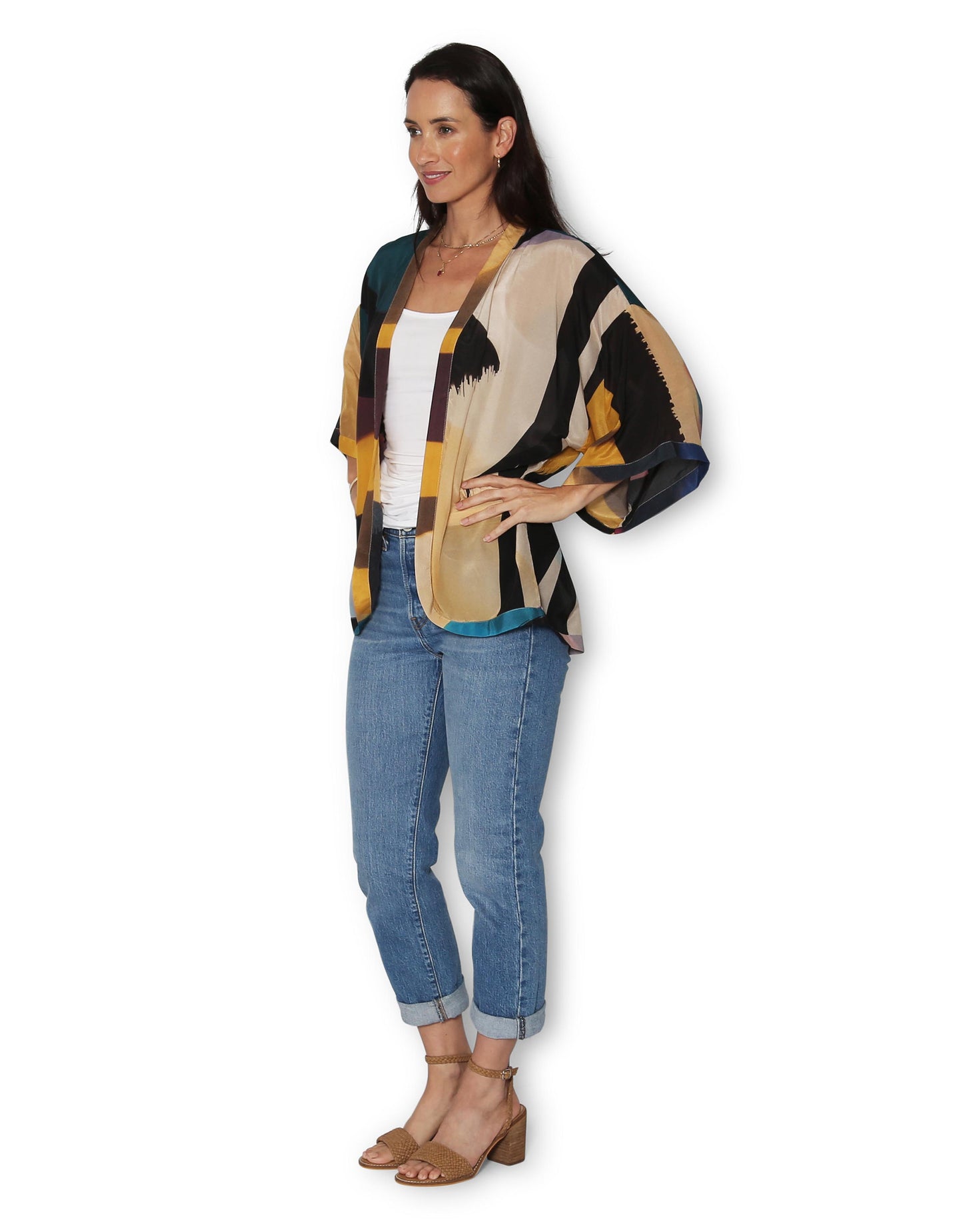 Chaos Rhythm Short Silk Kimono