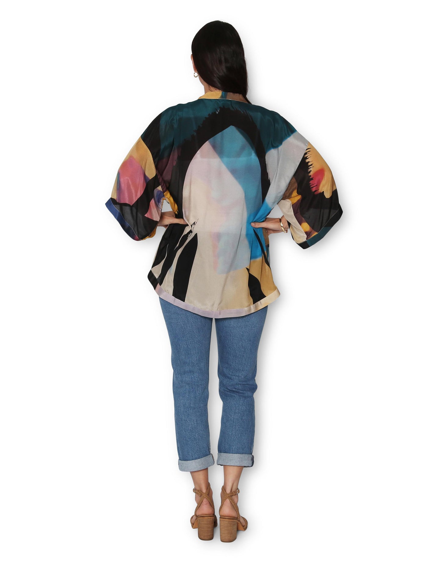 Chaos Rhythm Short Silk Kimono