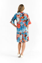 Load image into Gallery viewer, Maya Button V Neck Layer Dress Citrus Aquatic