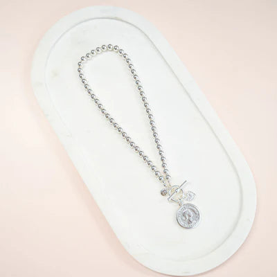 Limited Edition | SHORT | Silver Beads & Coin Necklace