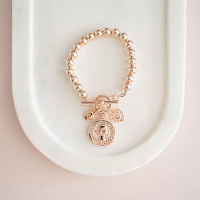 Limited Edition  Rose Gold Beads & Coin Bracelet