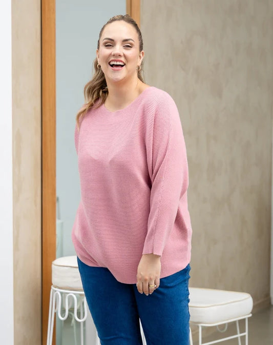 Blush Elegance Boat Neck Knit Sweater