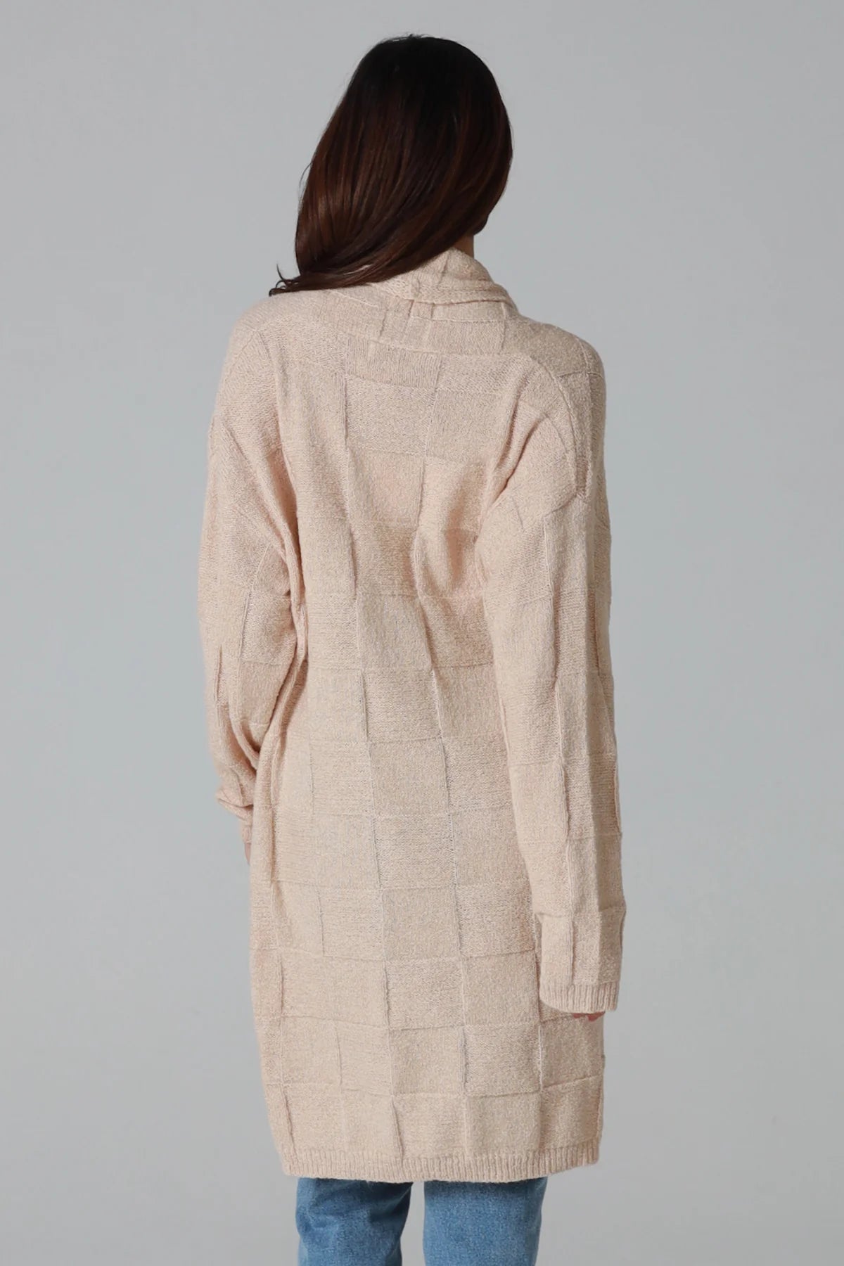 Beige Longline Knit Wool Blend Cardigan – Women's Long Cardigan