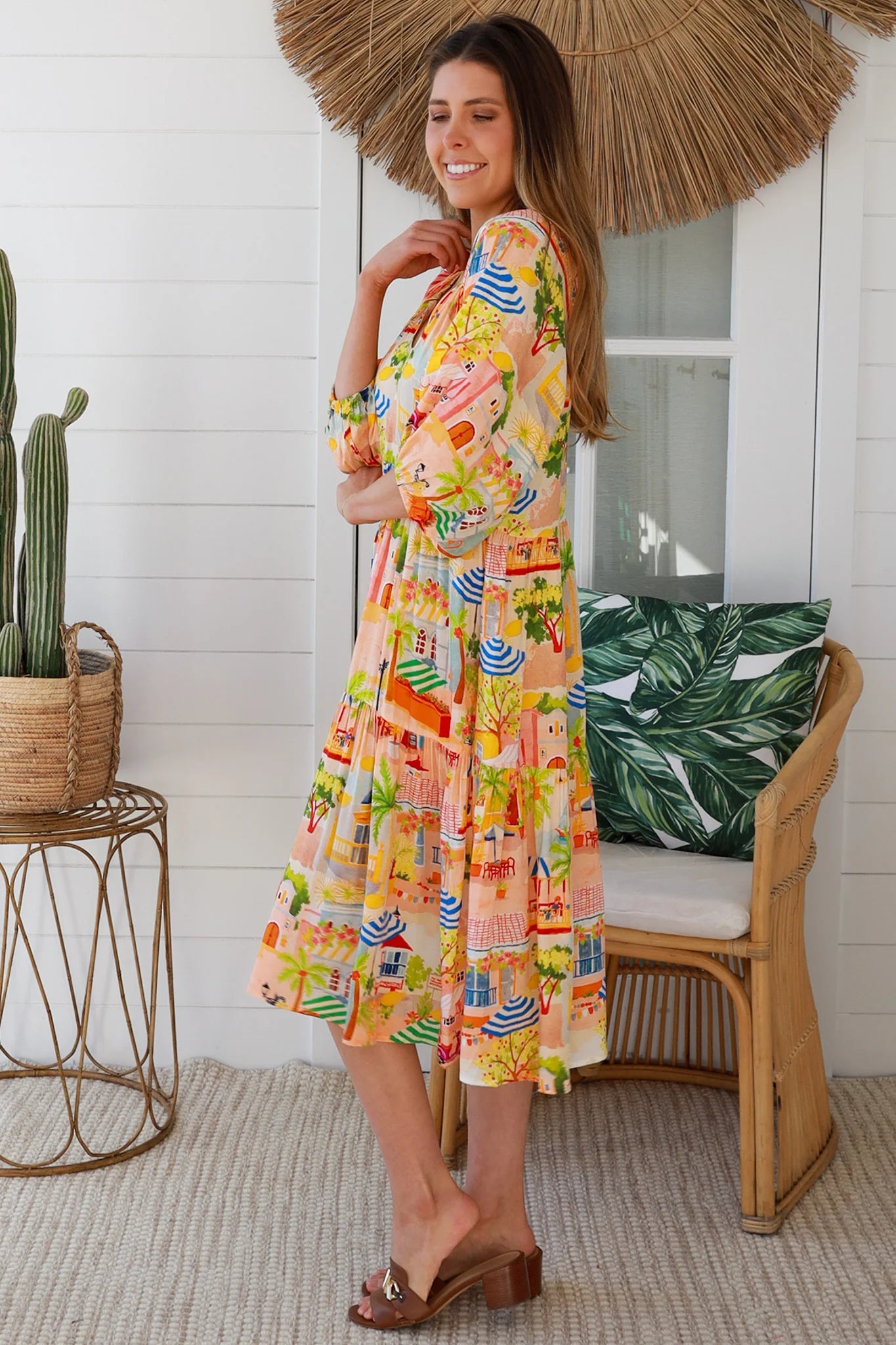 Colourful Village Print Dress  Aaliyah Exclusive Print - Womens Midi Dress