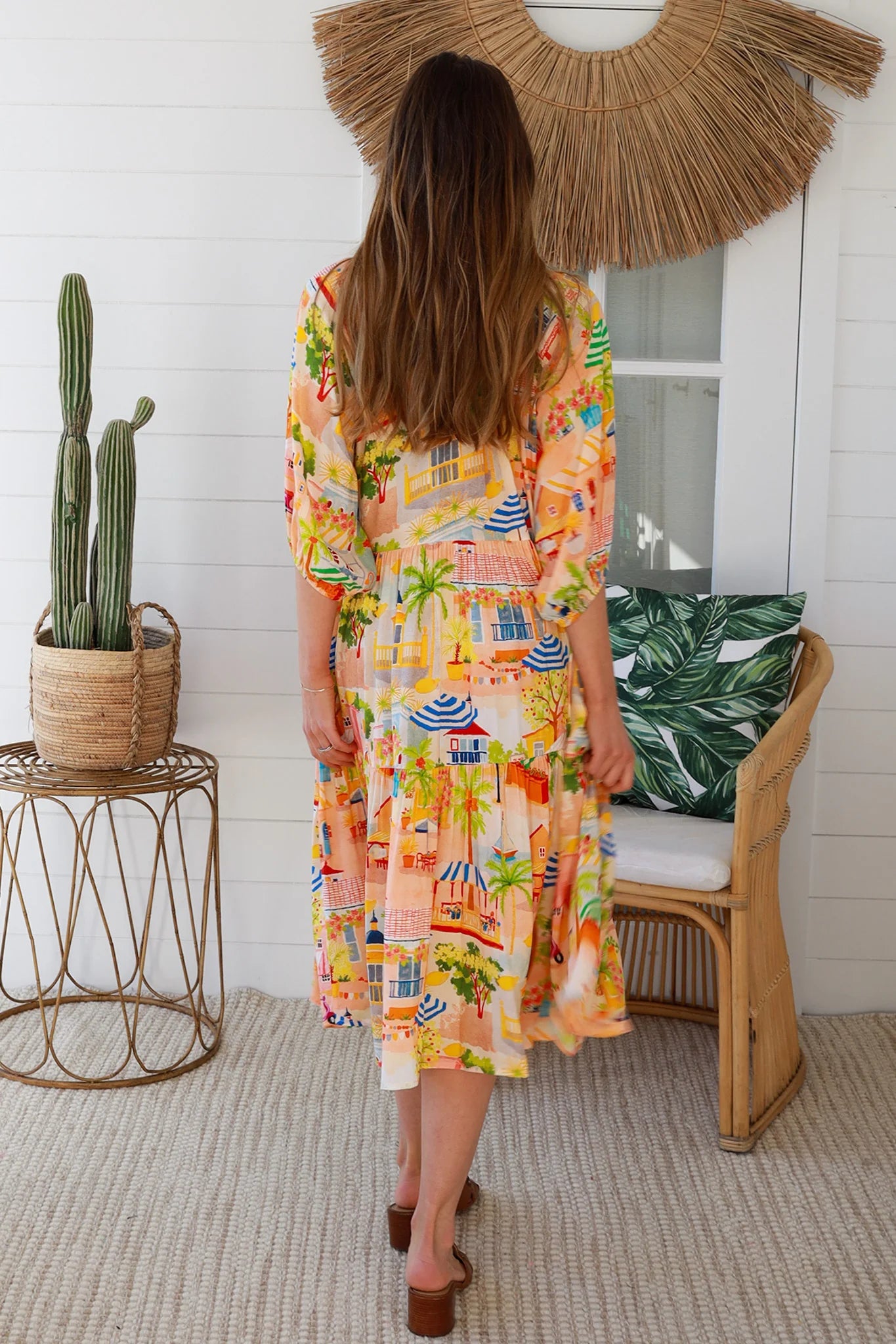 Colourful Village Print Dress  Aaliyah Exclusive Print - Womens Midi Dress