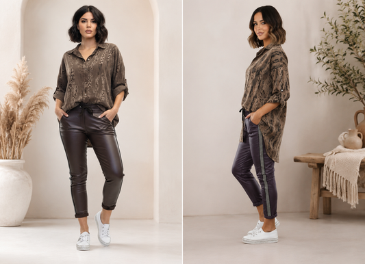 Women’s Brown Cotton Shirt | Italian Made Relaxed Fit Button Shirt