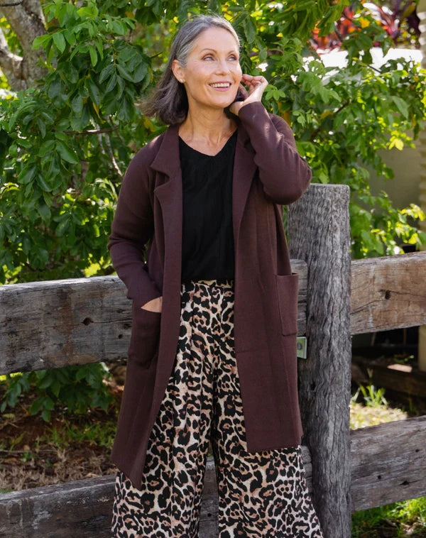 Chloe Knit Coatigan Chocolate - Ladies Cardigan