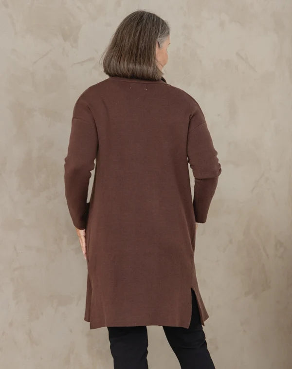 Chloe Knit Coatigan Chocolate - Ladies Cardigan