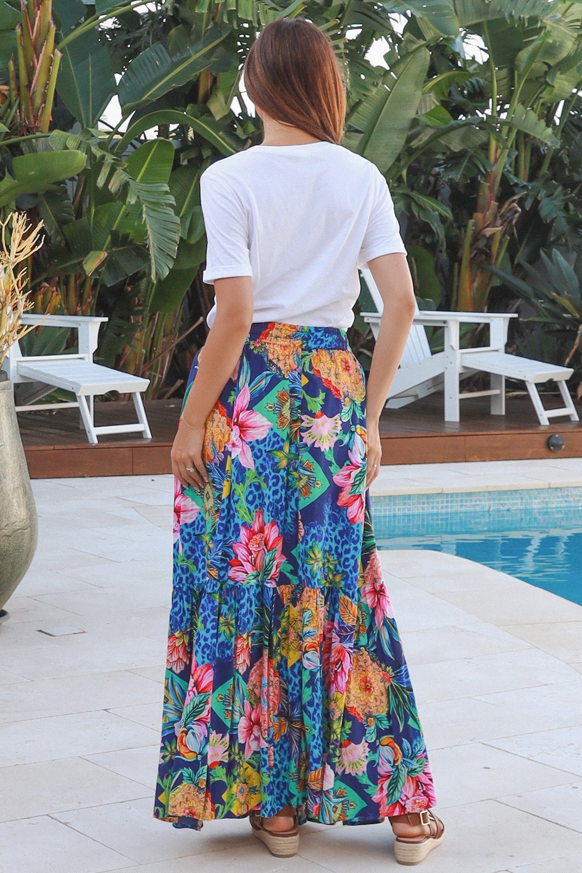Cindy Blue Floral Maxi Skirt – Dreamcatcher | 100% Rayon