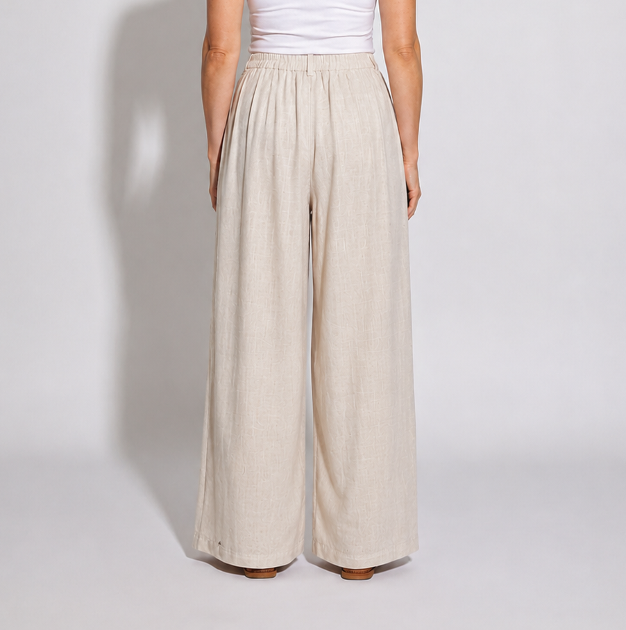 Temptation Lane Natural Wide Leg Pant | Linen Viscose Blend