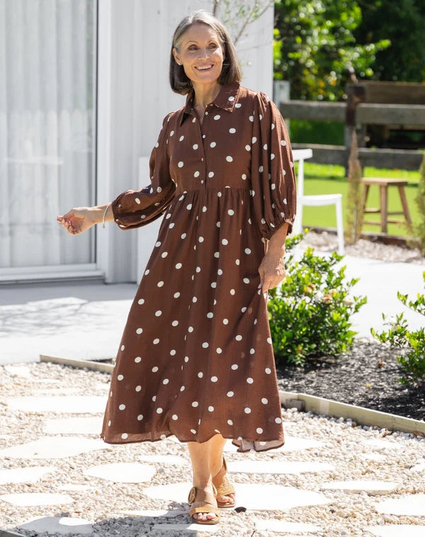Elly Dress - Chocolate Spot - Ladies Dress