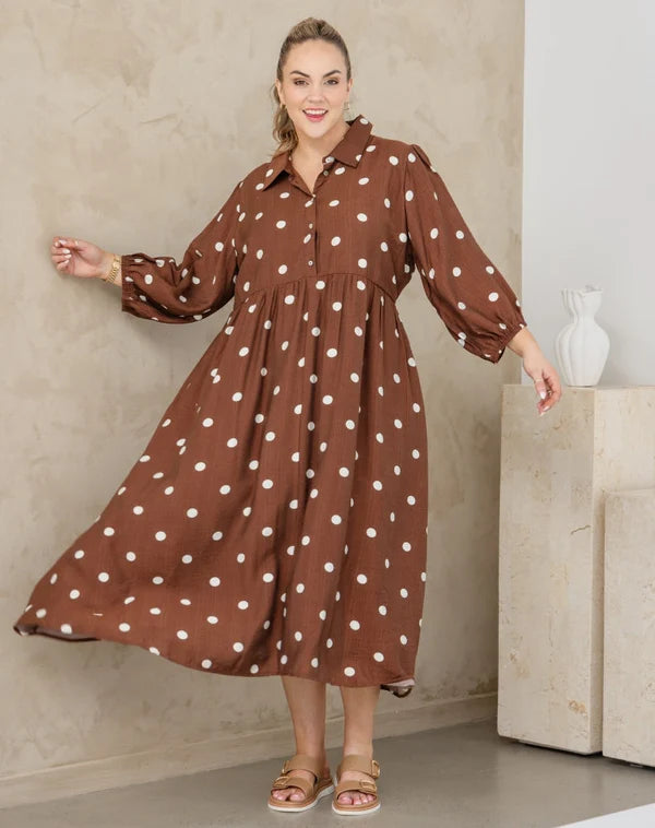 Elly Dress - Chocolate Spot - Ladies Dress