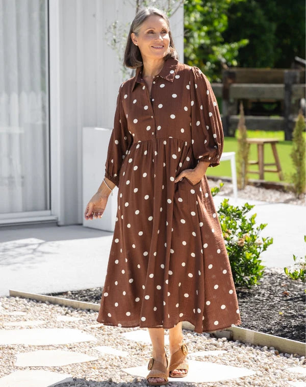 Elly Dress - Chocolate Spot - Ladies Dress