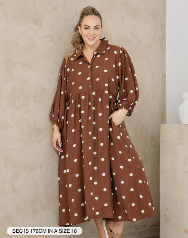Elly Dress - Chocolate Spot - Ladies Dress