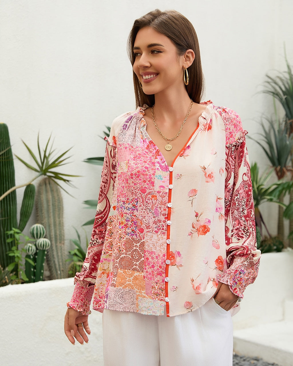 Women’s Patchwork Floral Shirt
