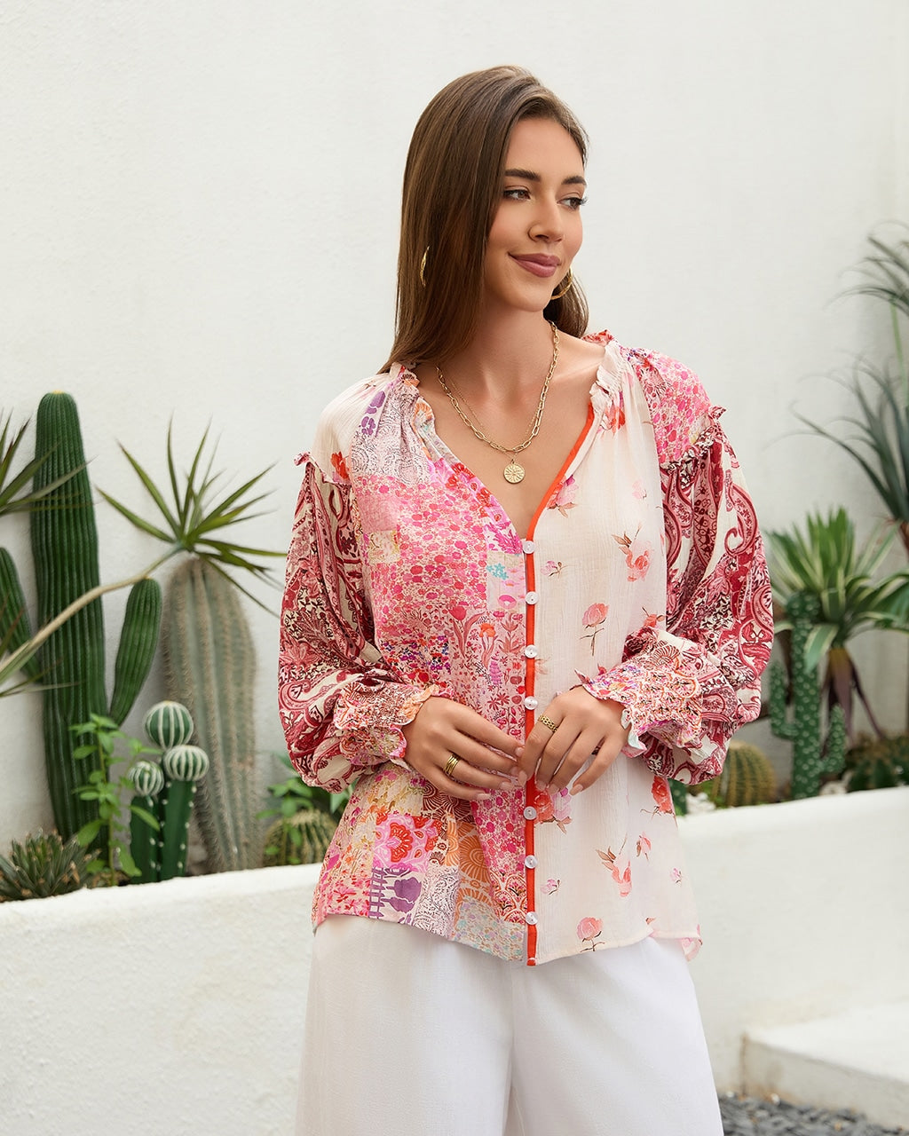 Women’s Patchwork Floral Shirt