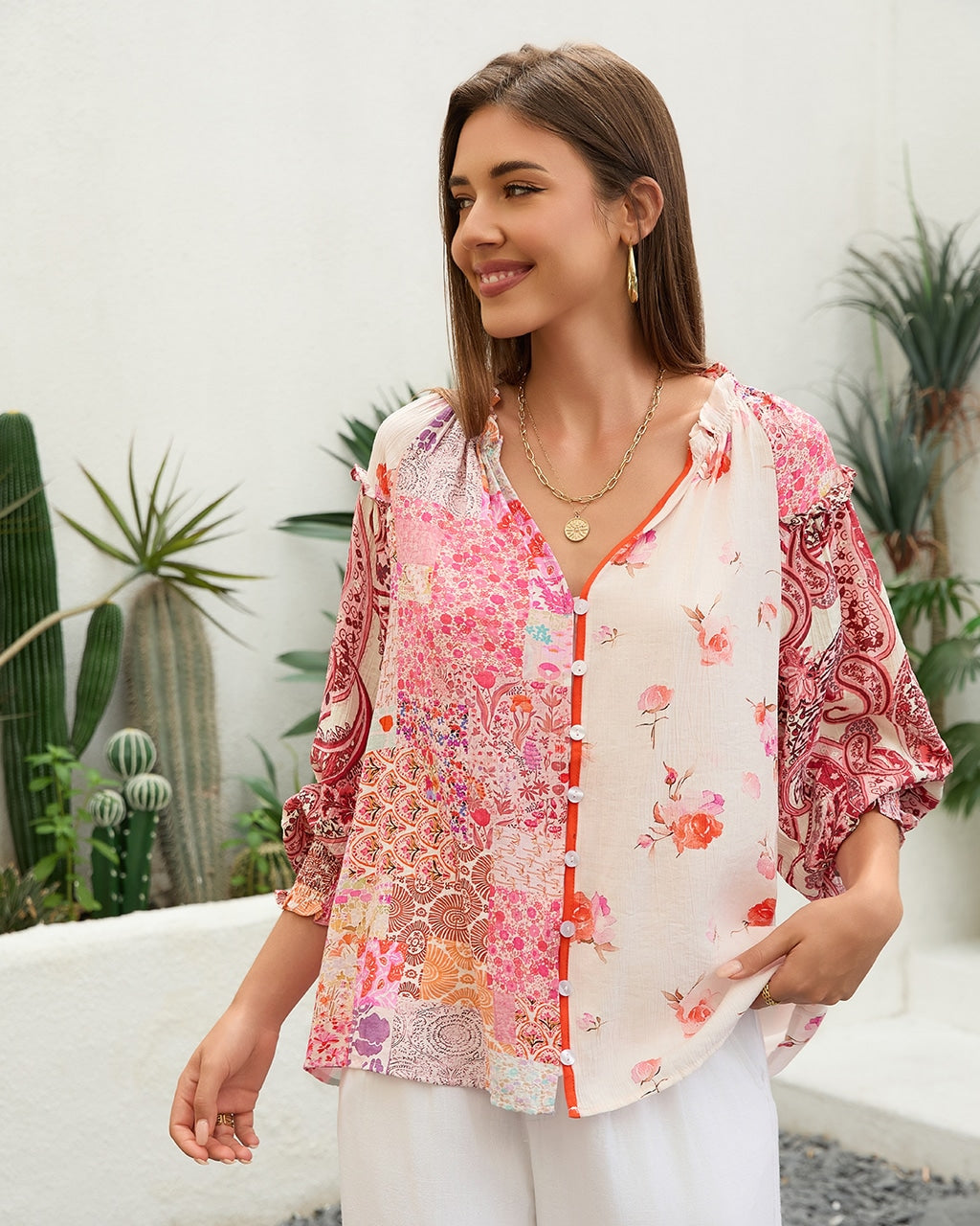 Women’s Patchwork Floral Shirt
