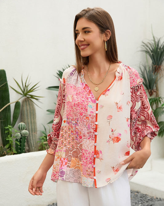 Women’s Patchwork Floral Shirt