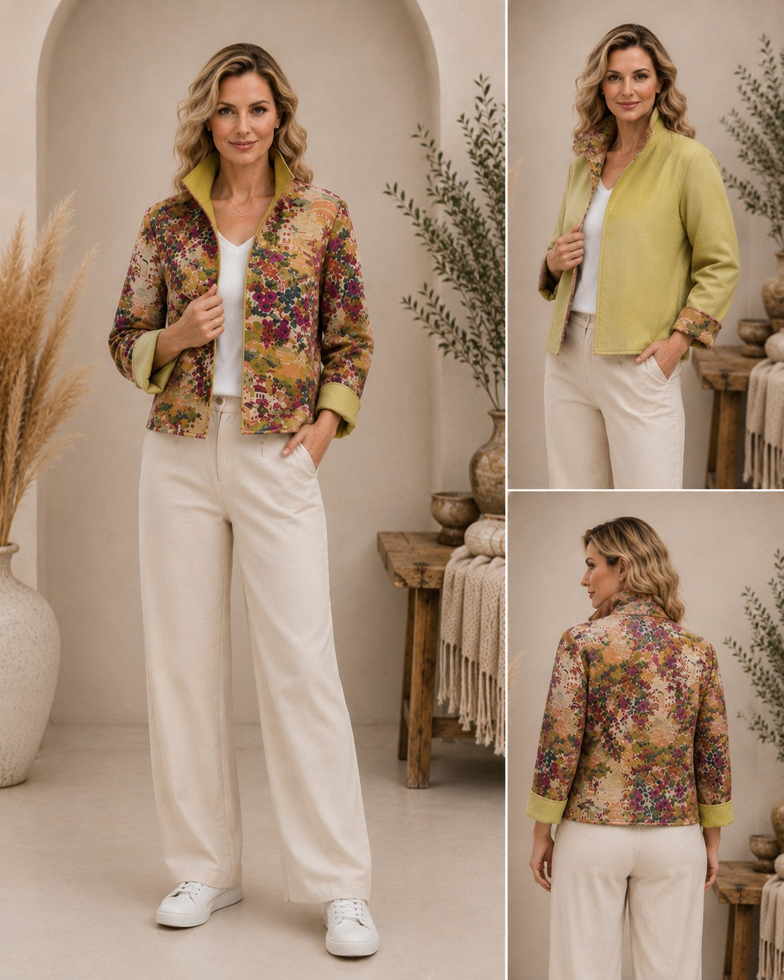 Handmade Reversible Cotton Artisan Jacket SIZE 14 – One of a Kind Floral Boutique Jacket