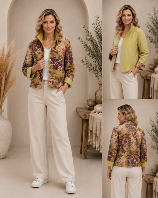 Handmade Reversible Cotton Artisan Jacket SIZE 14 – One of a Kind Floral Boutique Jacket