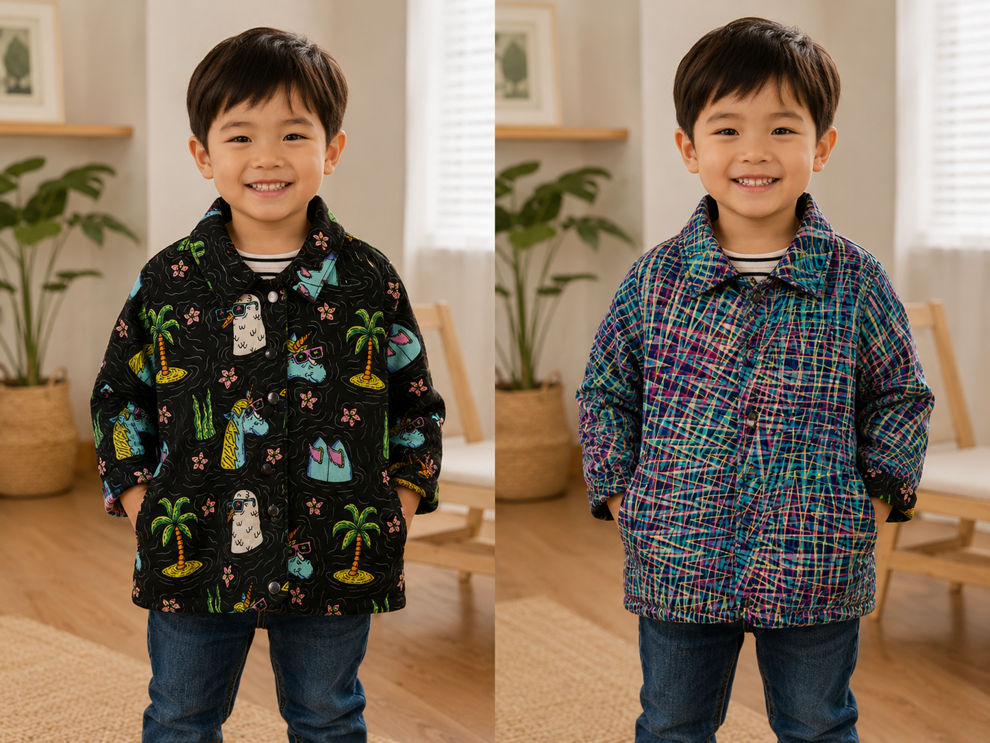 3yrs Unicorns | Handmade Reversible Kids Cotton Jackets | One of a Kind Jackets | Locally Made Australia