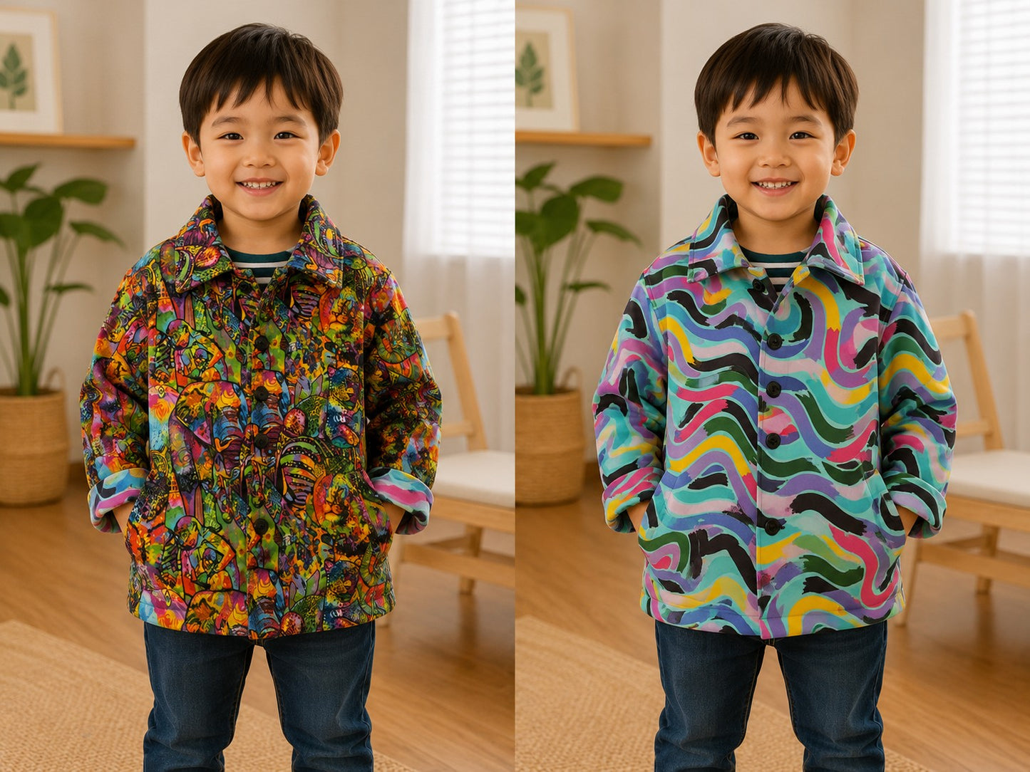 4yrs Wild Animals | Handmade Reversible Kids Cotton Jackets | One of a Kind Jackets | Locally Made Australia