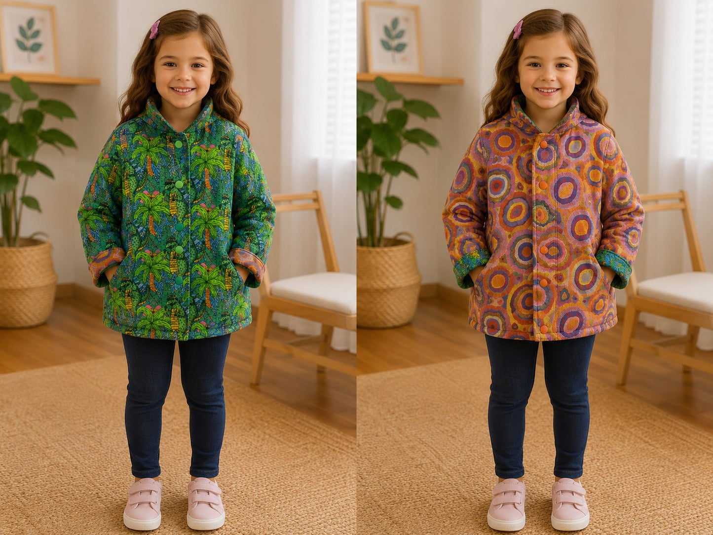 6yrs Mod Aligators| Handmade Reversible Kids Unisex Cotton Jackets | One of a Kind Jackets | Locally Made Australia