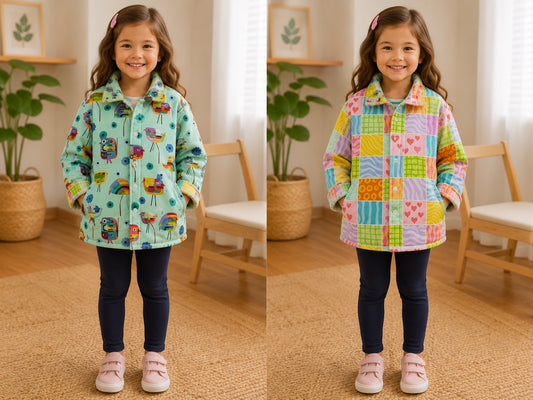 6yrs Mod Birds | Handmade Reversible Kids Cotton Jackets | One of a Kind Jackets | Locally Made Australia