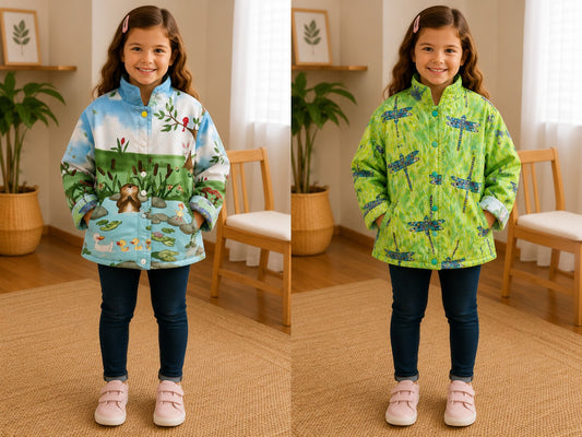 6yrs Otters | Handmade Reversible Kids Cotton Jackets | One of a Kind Jackets | Locally Made Australia