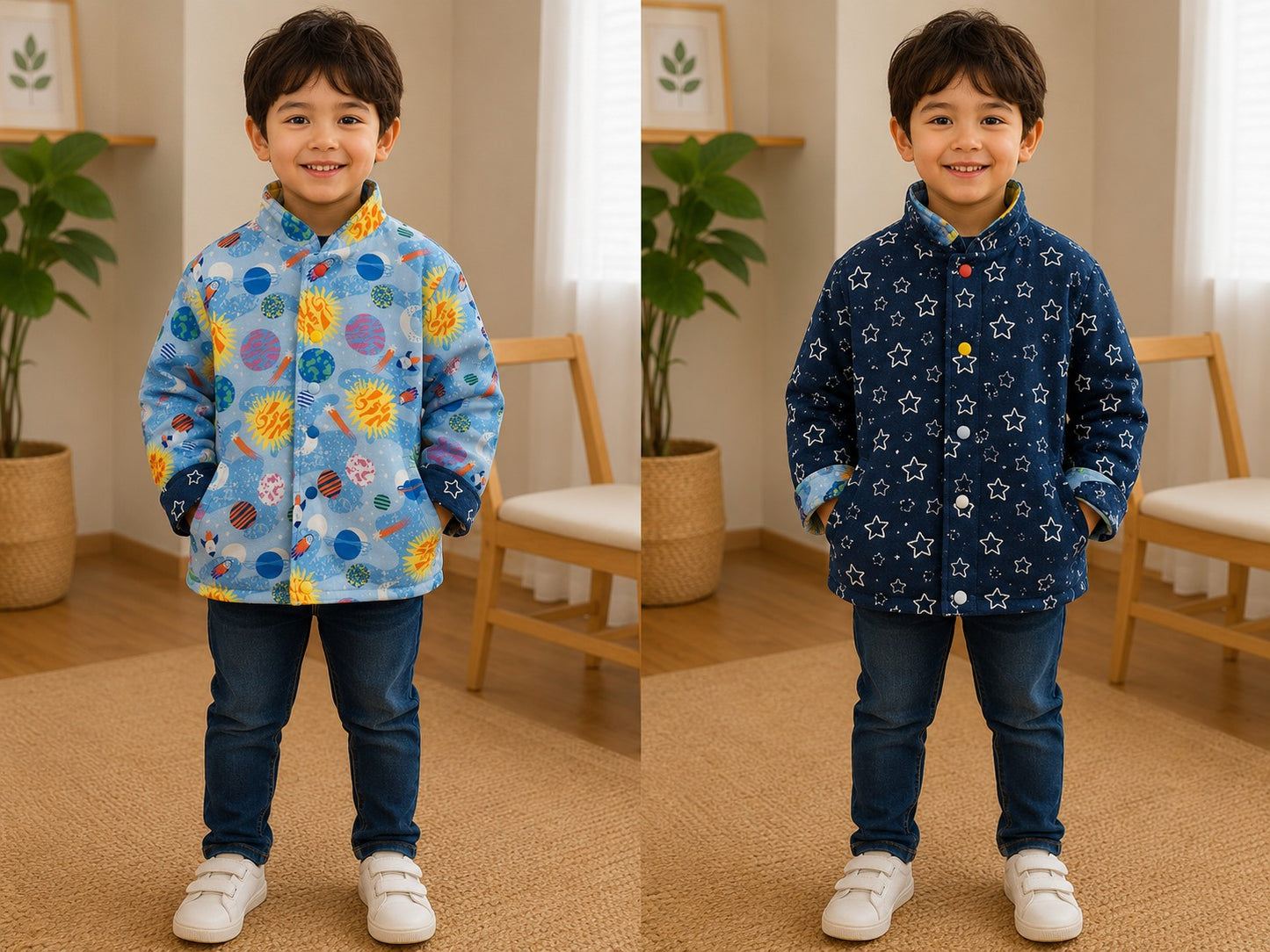 6yrs Space | Handmade Reversible Kids Cotton Jackets | One of a Kind Jackets | Locally Made Australia