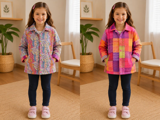 6yrs Pastel Aboriginal| Handmade Reversible Kids Cotton Jackets | One of a Kind Jackets | Locally Made Australia