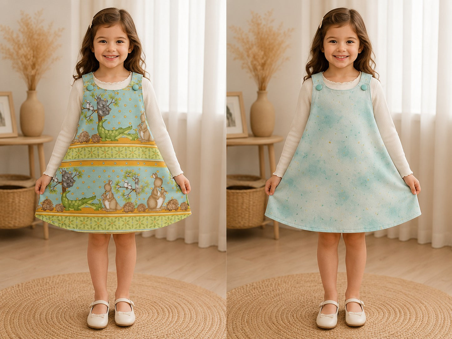 6-8m Handmade Reversible Kids Dresses | 100% Cotton | One of a Kind