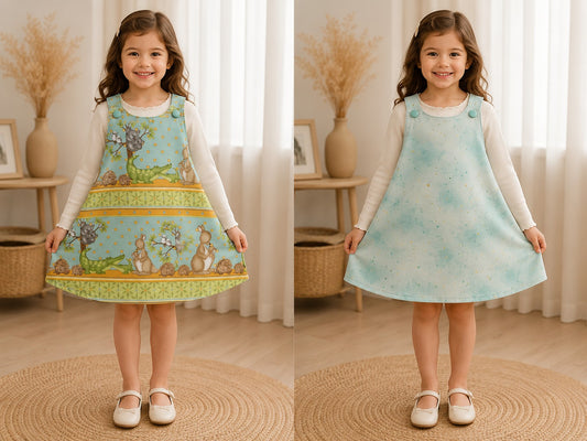 6-8m Handmade Reversible Kids Dresses | 100% Cotton | One of a Kind