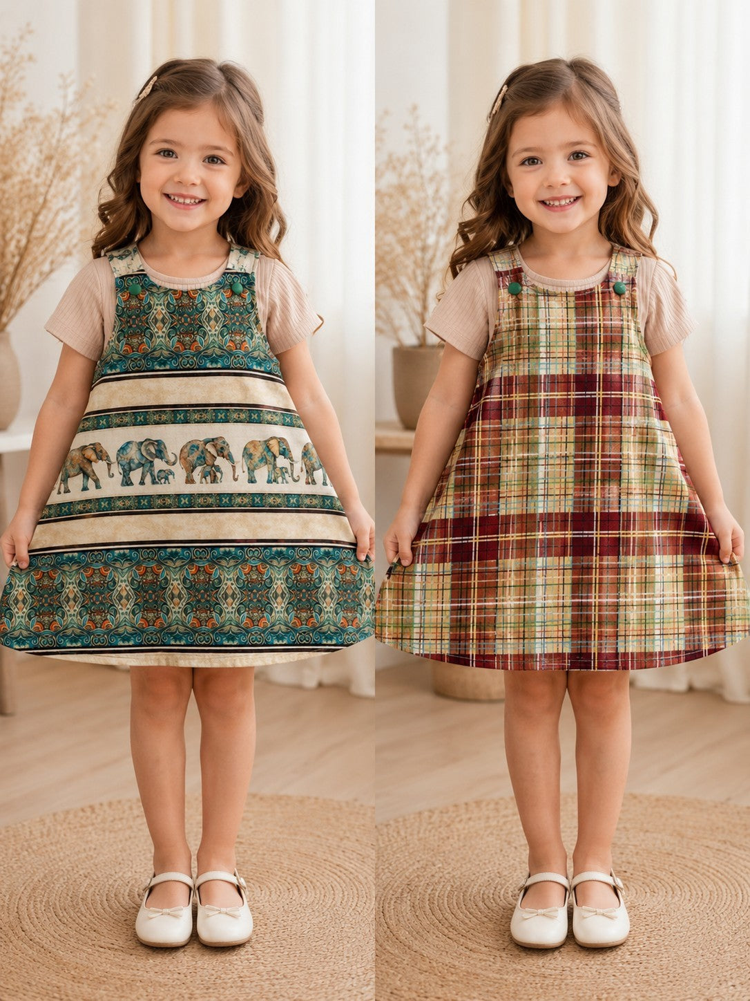 6-8m  Handmade Reversible Kids Dresses | 100% Cotton | One of a Kind