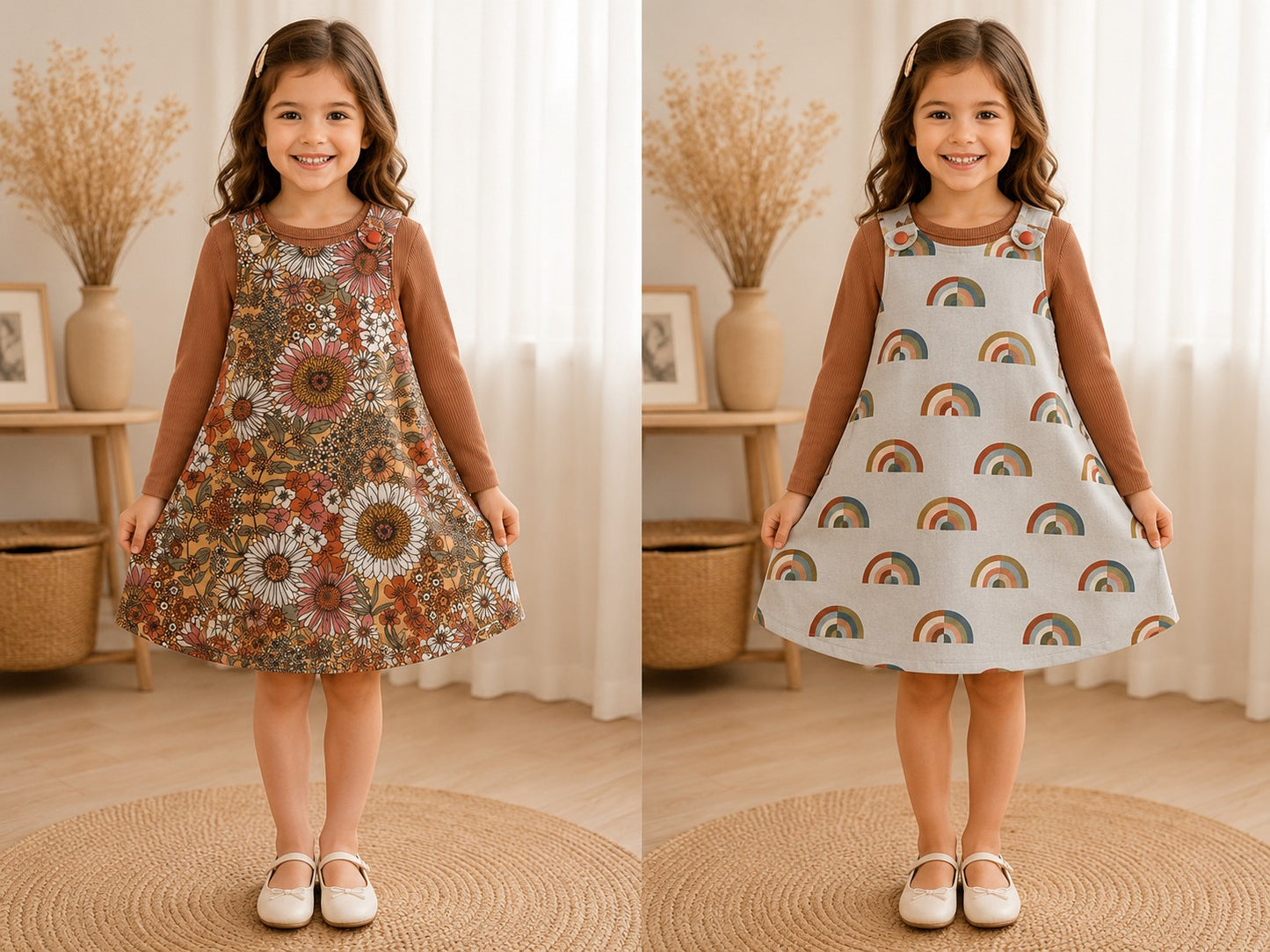 6-8m Handmade Reversible Kids Dresses | 100% Cotton | One of a Kind