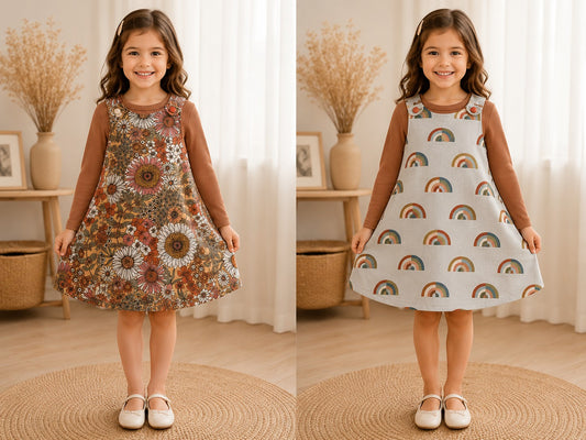 6-8m Handmade Reversible Kids Dresses | 100% Cotton | One of a Kind