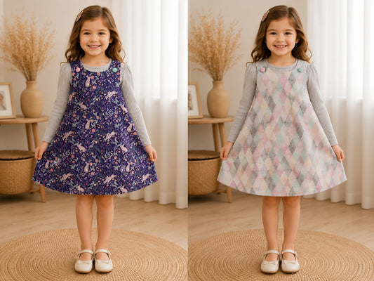 6-8m Handmade Reversible Kids Dresses | 100% Cotton | One of a Kind