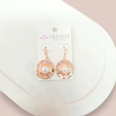 Rose Gold Pendant with Pearl Earring
