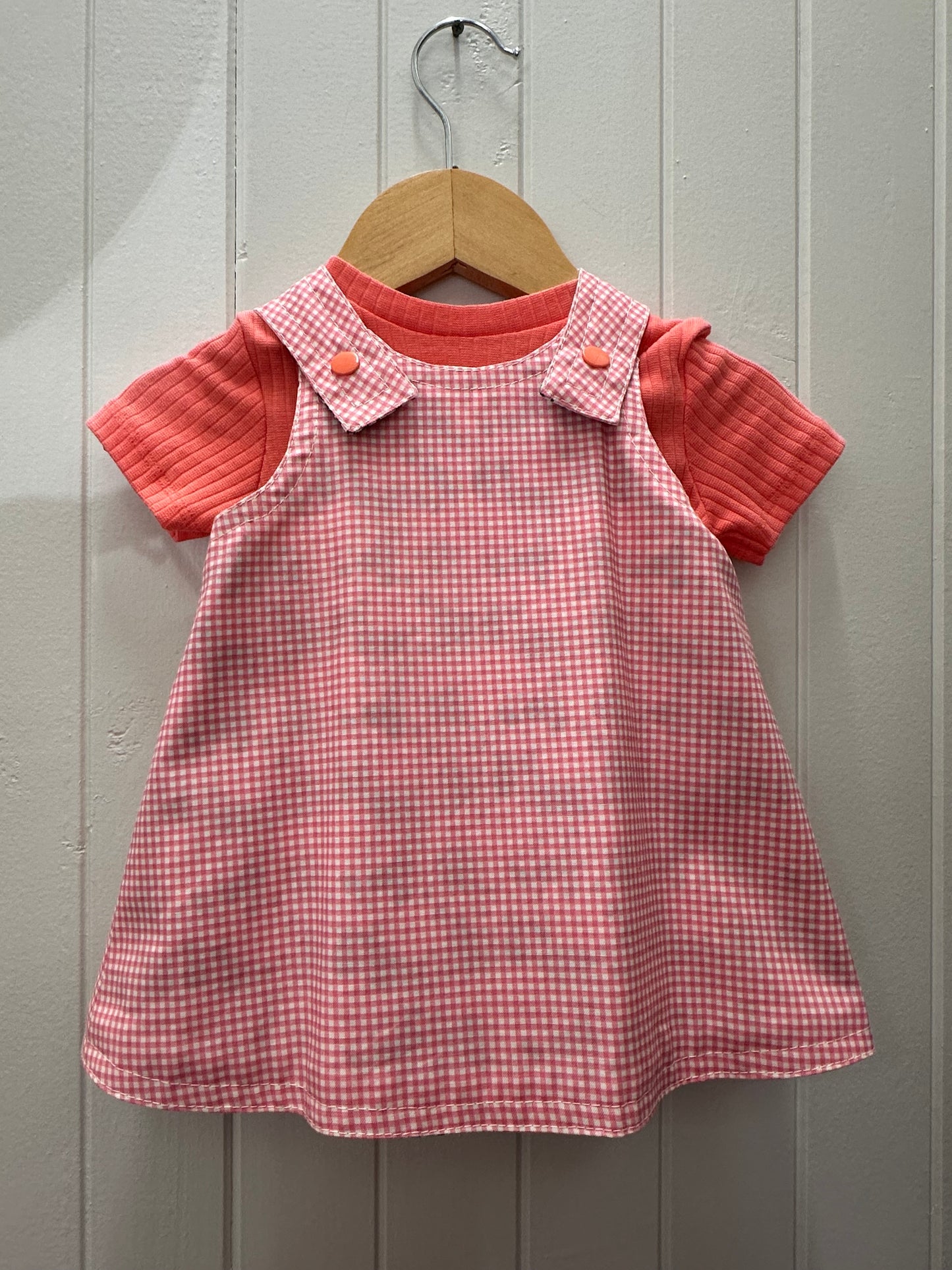 Toucan / pink check Reversable Dress #520