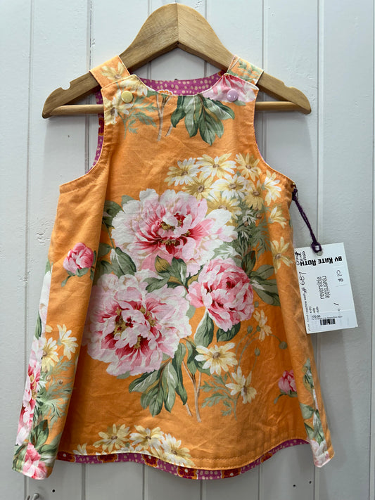 Orange With Pink Roses/Pink Orange Floral Reversable Dress #687