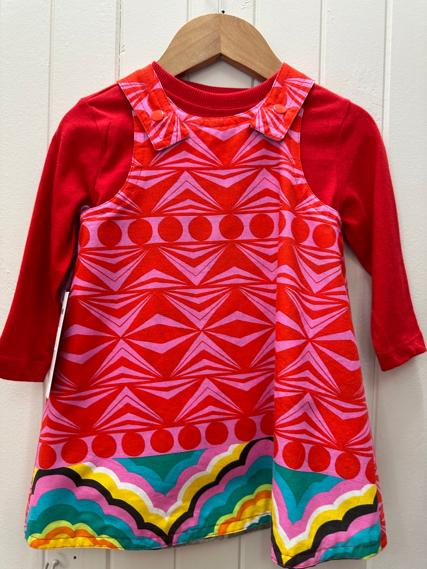 Black White Tiger/Red African Geometric Reversable Dress #525