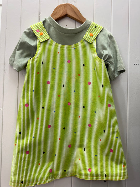 Light Green, Pink Floral/Mixed Geometric Reversable Dress #680