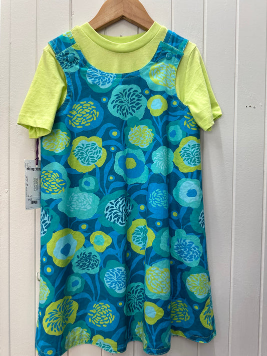 Mod Blue Lime Floral/ Lime Blue Diamonds Reversable Dress #615