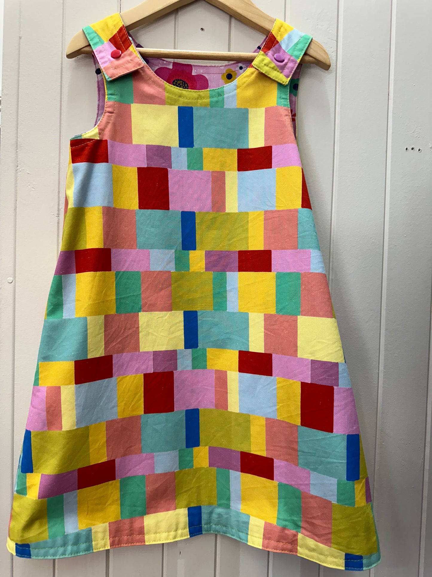 Pink Mod Graffiti/Bright Blocks Color Reversable Dress #685