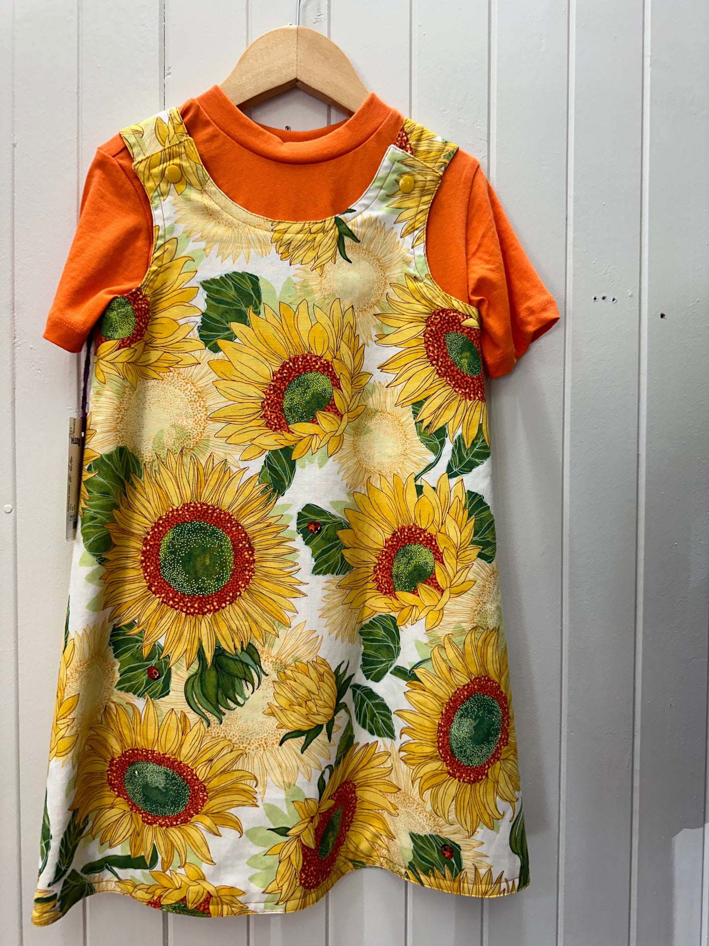 Sunflowers/Yellow, Orange, Green Check Reversable Dress #616