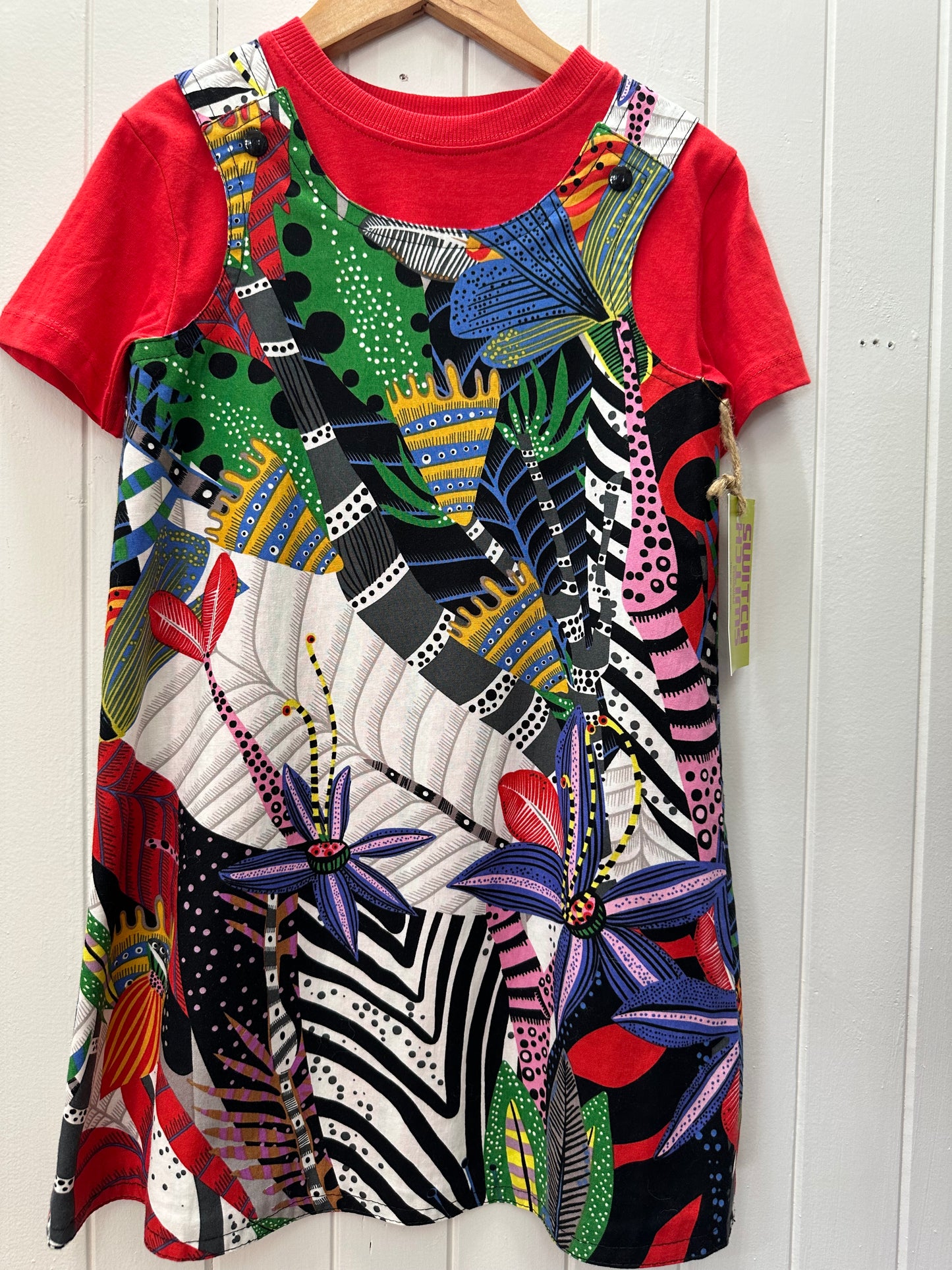 Multicolor Alien Garden/Red Dots Stripes Reversable Dress #338