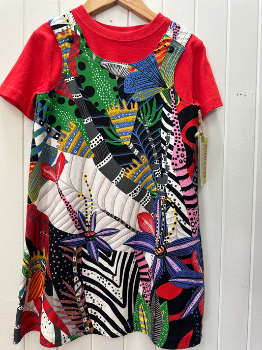 Multicolor Alien Garden/Red Dots Stripes Reversable Dress #338