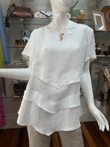 White Linen Tiered Shirt